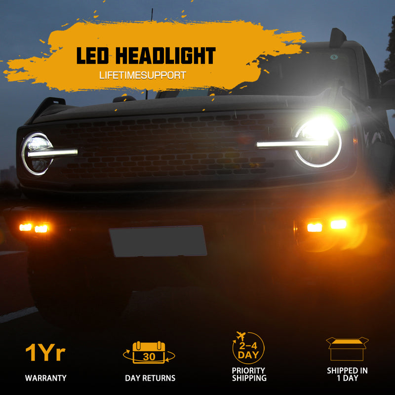 Ford Bronco Raptor LED Fog Lights with DRLs, Turn Signals, and Remote (2Pcs/Set)