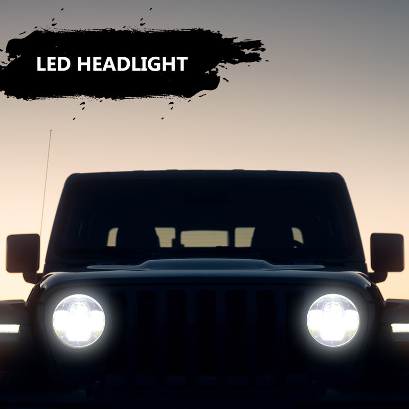 9 inch Black High/Low Beam LED Leadlights for Jeep Wrangler JL 4xe and Jeep Gladiator