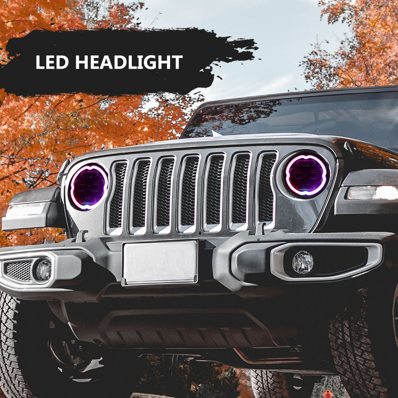 9 inch Rotating Series RGB Halo Headlights with DRL & Turn Signal for 2018+ Jeep Wrangler JL/JLU & Jeep Gladiator JT (2Pcs/Set)