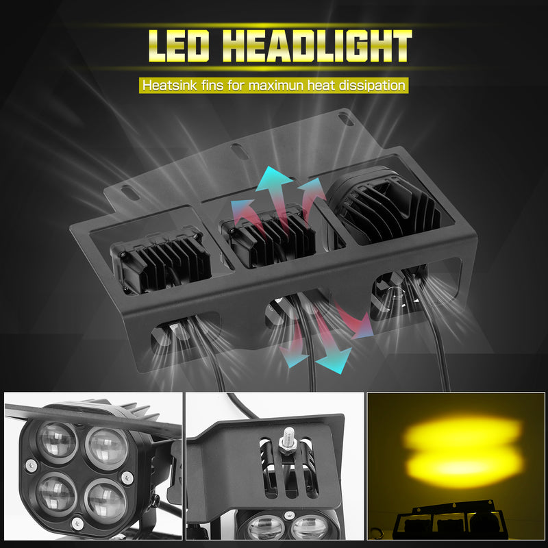 Bronco 6-Light 116W LED Flood Beam Fog Lights Kit with Remote Control (2Pcs/Set)