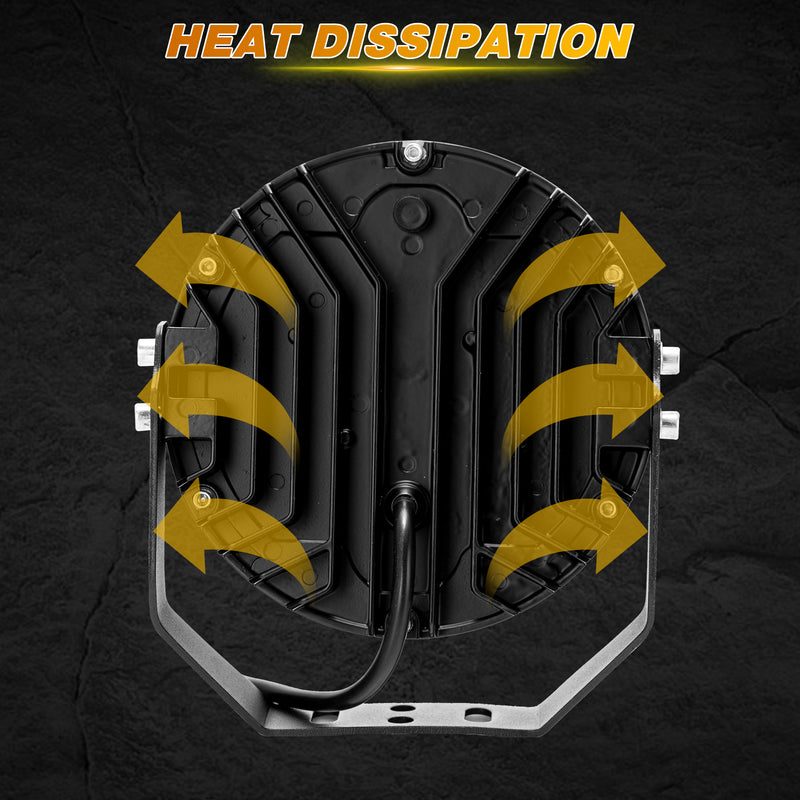 5" White/Amber Round LED Offroad Lights Spot Beam for Pickup Trucks SUV UTV ATV 4x4 (2pcs/set)