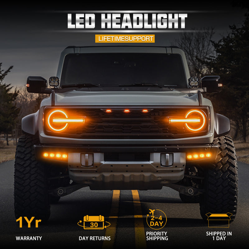 LED Fog Light Kits with DRL and Turn Signal for 2021-2025 Ford Bronco