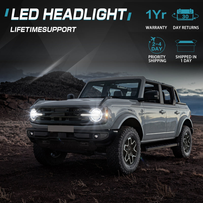 Ford Bronco LED Headlights with DRL and Turn Signals (2Pcs/Set)