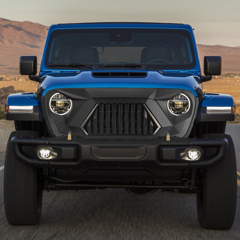 Jeep Grille (Warrior Bar) with DRL and Turn Signal for 2018-2026 Jeep Wrangler JL JLU 4XE & Jeep Gladiator