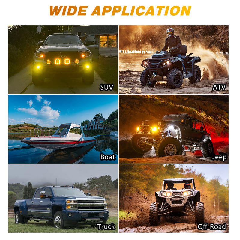 7 inch White/Amber Round Off Road Lights Amber/Yellow 80W Spot Beam for Pickup Trucks SUV UTV ATV 4x4 (2pcs/set)