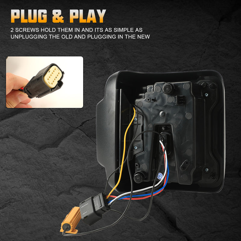 Smoked PC Lens LED Tail lights for 2018 - 2025 Jeep Wrangler 4xe JL/JLU