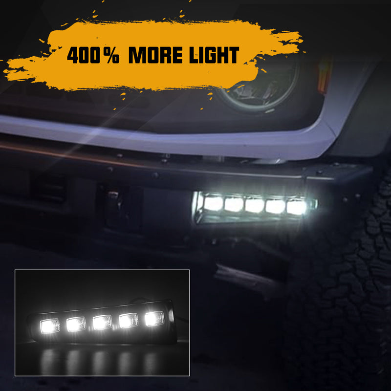 Ford Bronco LED Fog Light Kits, Black ABS-Plastic, White Light, 10 LED Beads 60W (2Pcs/Set)