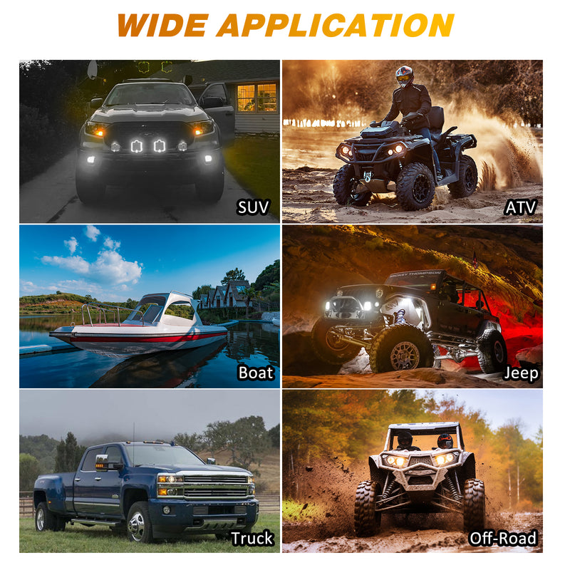 5" White/Amber Round LED Offroad Lights Spot Beam for Pickup Trucks SUV UTV ATV 4x4 (2pcs/set)