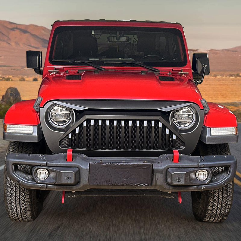 Jeep Grille Black Matte Black Paintable for 2018-2026 Jeep Wrangler JL/JLU 4XE & 2019-2025 Jeep Gladiator JT