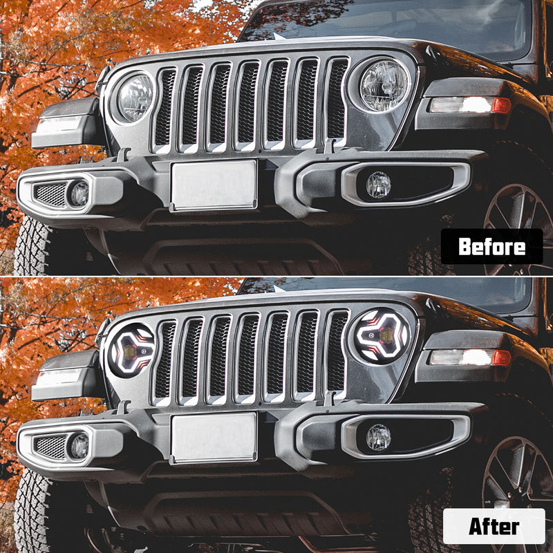 9"Headlights with DRL & Turn Signal for 2018+ Later Jeep Wrangler 4xe JL/JLU Jeep Gladiator JT (2Pcs/Set)
