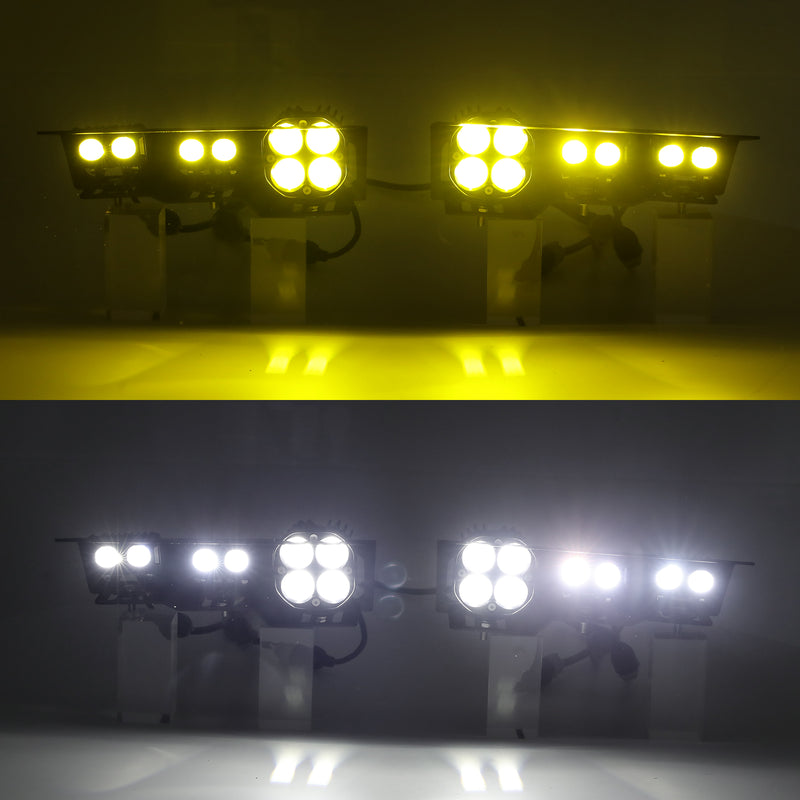 Bronco 6-Light 116W LED Flood Beam Fog Lights Kit with Remote Control (2Pcs/Set)