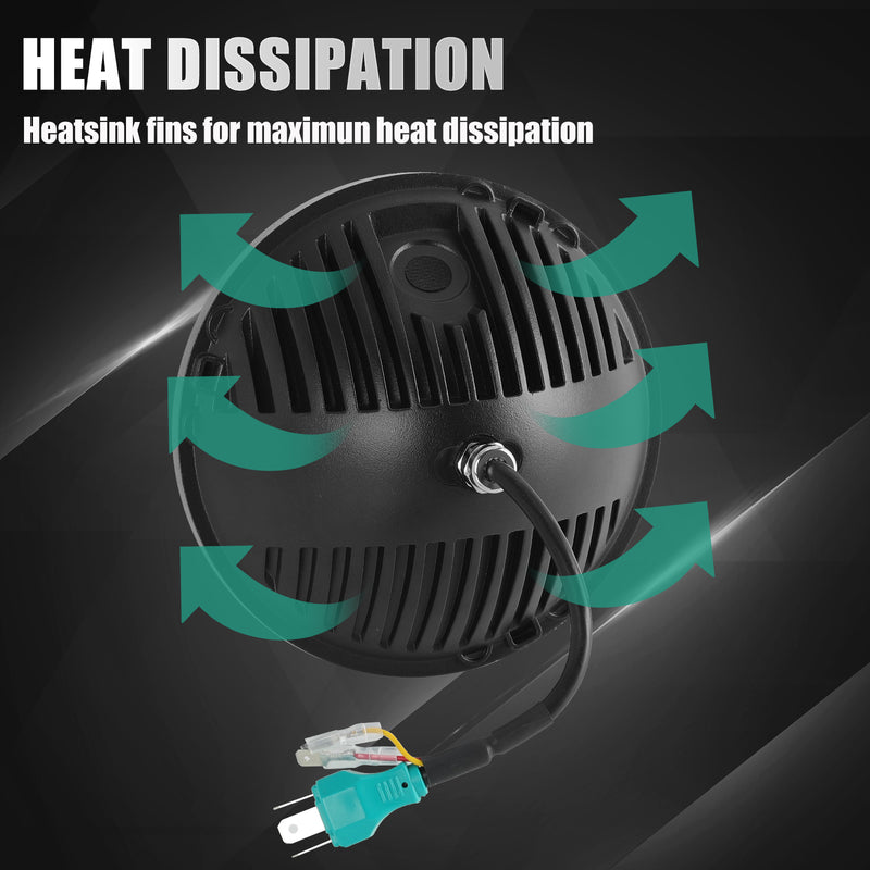 7" Round LED Headlights W/Amber Turn Signal & DRL for Jeep Wrangler JK/JKU CJ-8 CJ-7 TJ Chevy and Miata (2pcs/set)