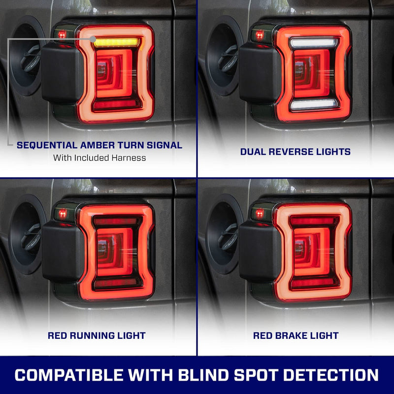 Jeep Tunnel LED Tail Lights for 2018-2025 Jeep Wrangler 4xe JL/JLU (2pcs/set)