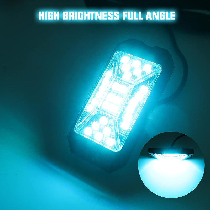 4Pcs/8Pcs/12Pcs/16Pcs/20Pcs High Power Wide Angle Series RGBW LED Rock Lights Full Luminous Zone for Off Road Truck SUV ATV UTV Boats