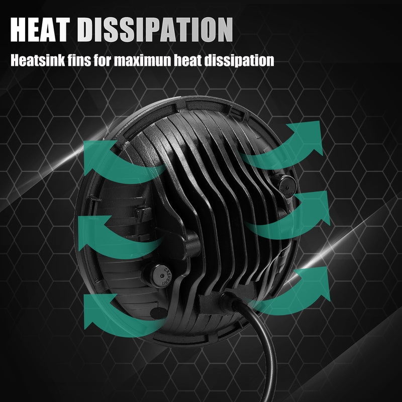 108W 7" LED Headlights with Hi/Lo Beam, DRL and Amber Turn Signal for Jeep Wrangler JK TJ LJ 1997-2018  (2pcs/set)