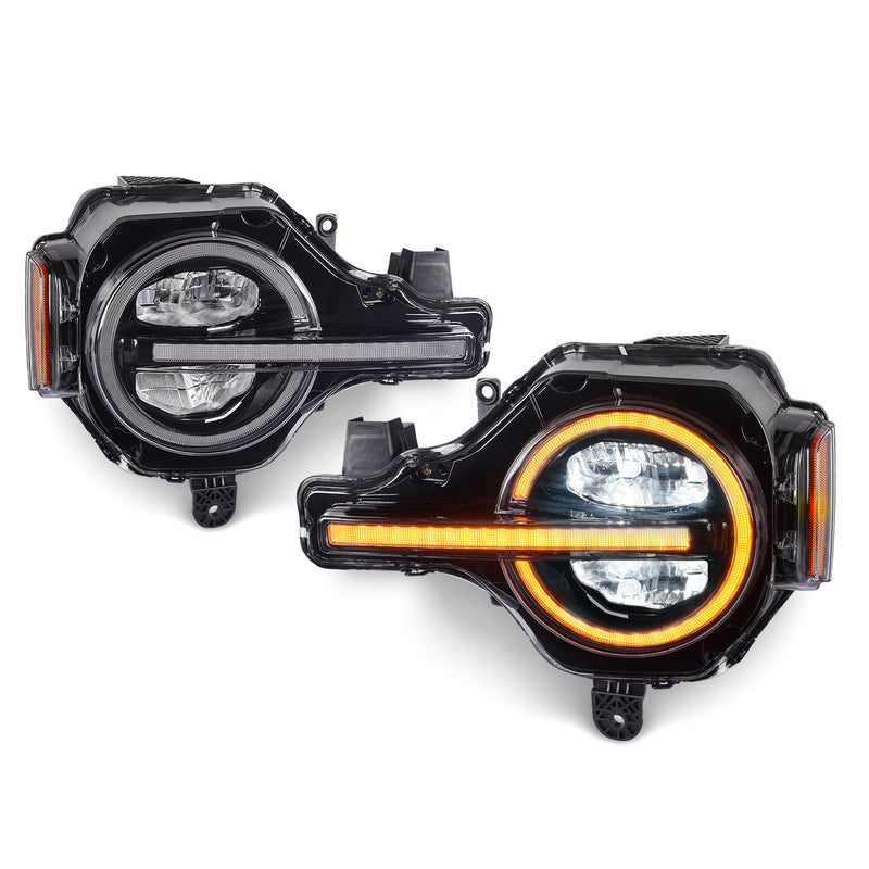 LED Headlights Assembly for 2021-2025 Ford Bronco with DRL and Amber Sequential Turn Signal (2Pcs/Set)