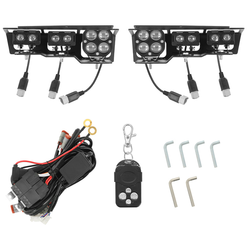 Bronco 6-Light 116W LED Flood Beam Fog Lights Kit with Remote Control (2Pcs/Set)