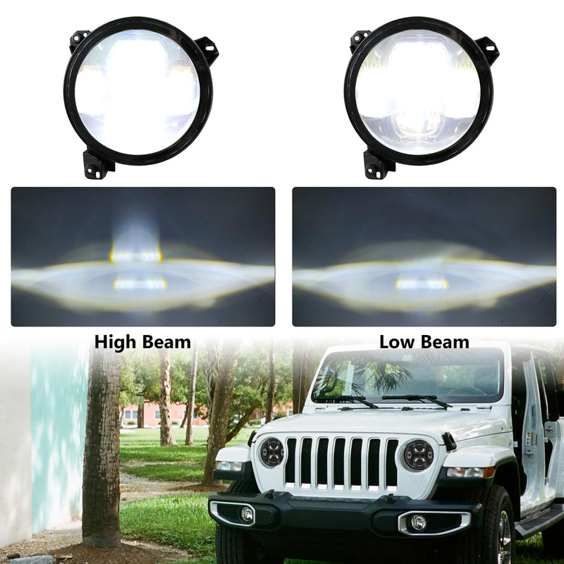 9"Black High/Low Beam LED Leadlights and 4"5D LED Fog Lights for 2018-2025 Jeep Wrangler JL & Jeep Gladiator