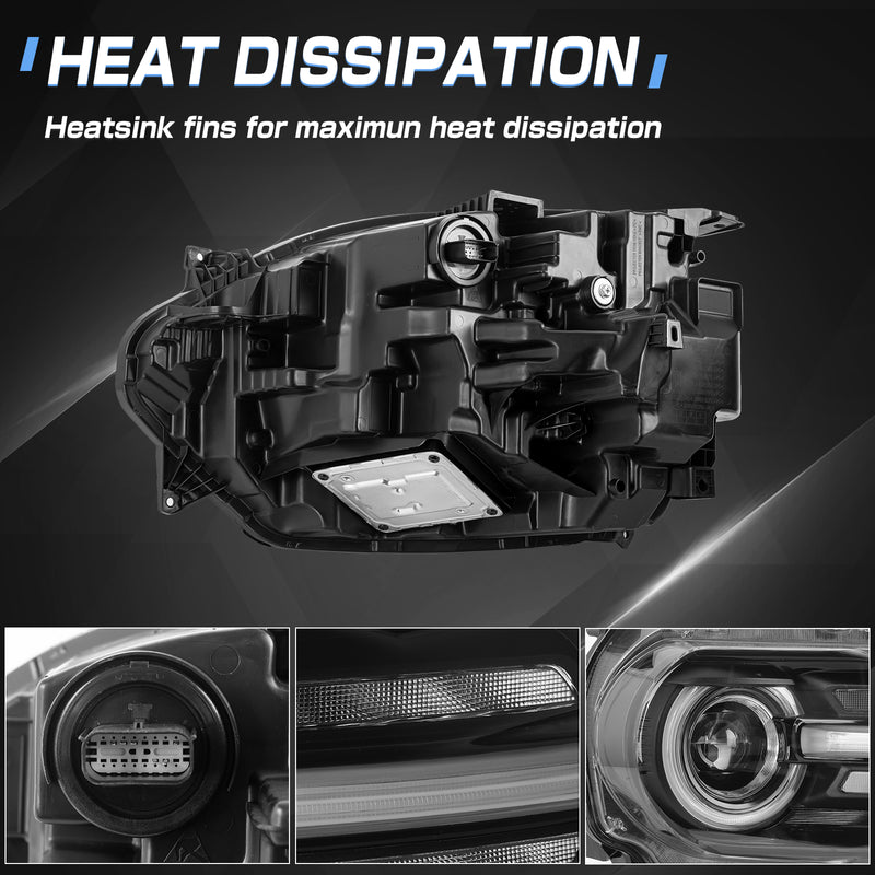 LED Headlights Assembly with DRL and Turn Signal for '20-'25 Ford Bronco Sport Series (2Pcs/Set)