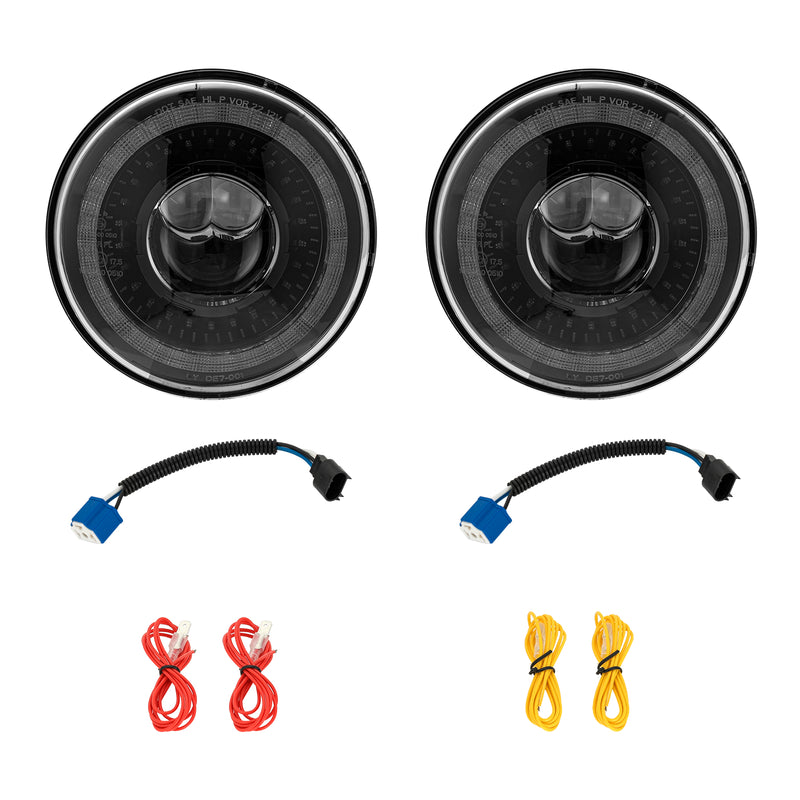 7-Inch 3D Lens LED Headlights with DRL & Turn Signal for 1976-2018 Jeep Wrangler CJ TJ LJ JK JKU (Pair)