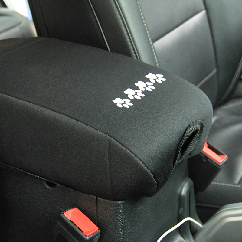 2018-2023 Jeep Wrangler JL/JLU & 2019-2023 Jeep Gladiator JT Console Armrest Cover with Dog Paw Prints Storage Bag