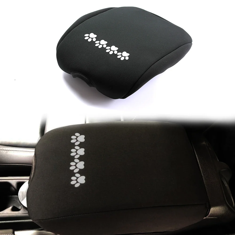 2018-2023 Jeep Wrangler JL/JLU & 2019-2023 Jeep Gladiator JT Console Armrest Cover with Dog Paw Prints Storage Bag