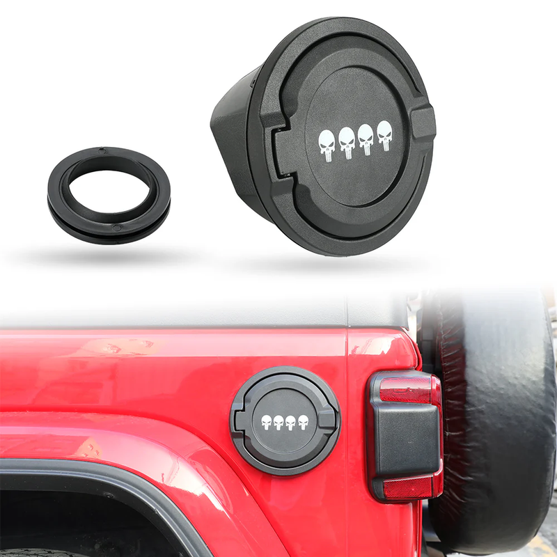 Gas Cap Cover & Fuel Doors with Pattern for 2018-2025 Wrangler JL JLU 4xe