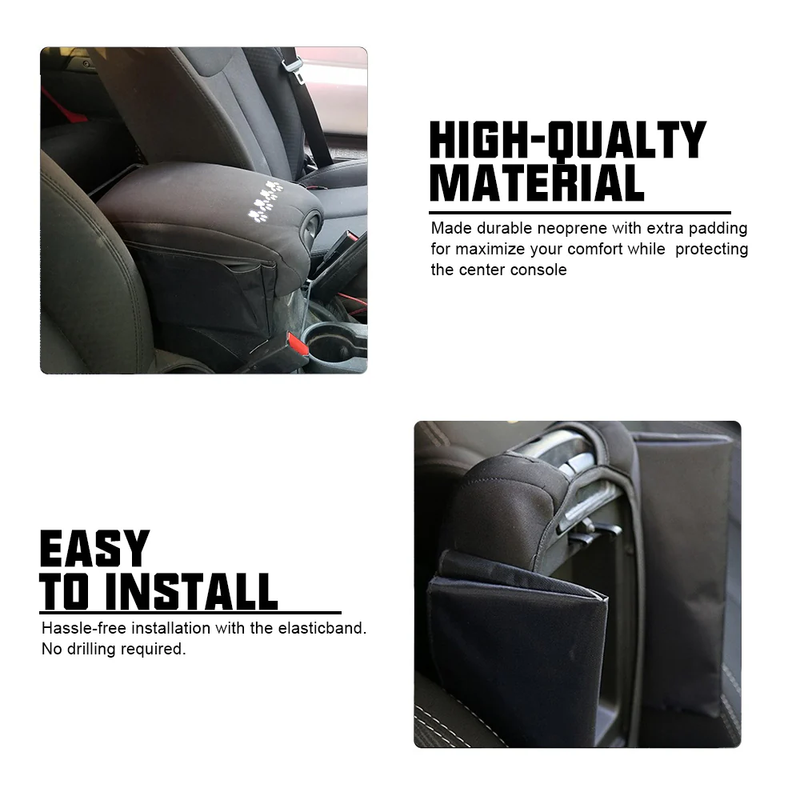 2018-2023 Jeep Wrangler JL/JLU & 2019-2023 Jeep Gladiator JT Console Armrest Cover with Dog Paw Prints Storage Bag