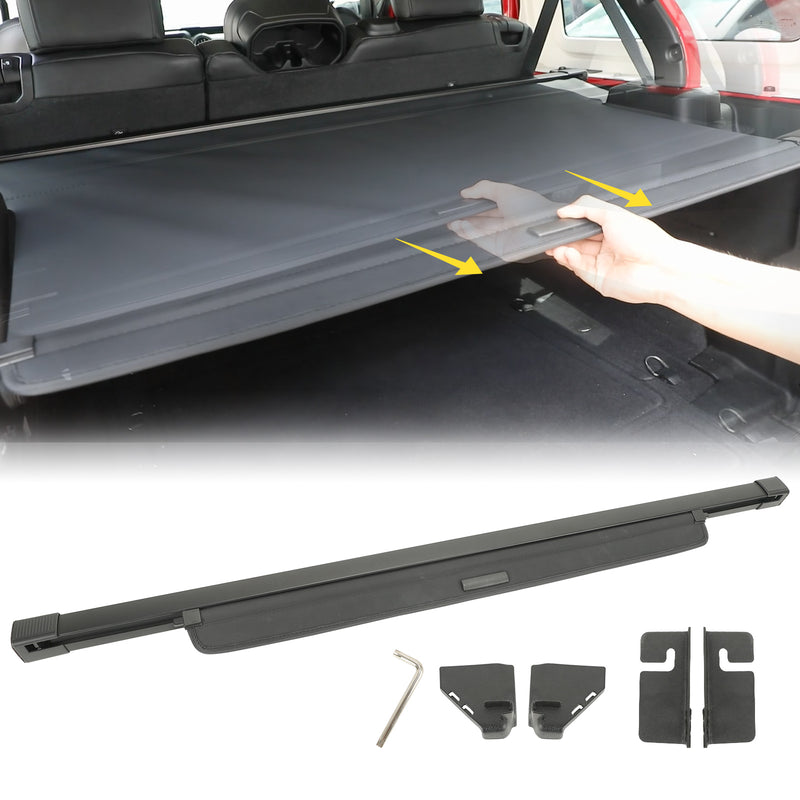 Retractable Cargo Cover Compatible with 2018-2023 Jeep Wrangler JLU 4 Doors (Not for 2.0T 4XE and Soft Top) Tonneau Cover No Gap Rear Trunk Cover Organizer Custom Fit Shielding Shade