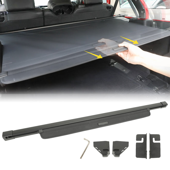 Retractable Cargo Cover Compatible with 2018-2024 Jeep Wrangler JLU 4 Doors (Not for 2.0T 4XE and Soft Top) Tonneau Cover No Gap Rear Trunk Cover Organizer Custom Fit Shielding Shade