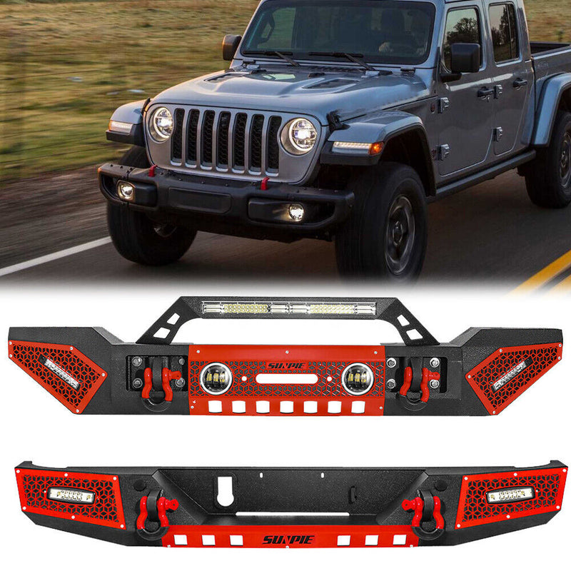 2019+ Jeep Gladiator JT Steel Front and Rear Bumpers with Winch Plate Combo Kits