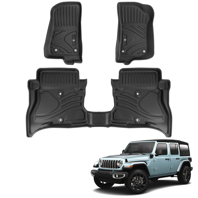 Jeep Front & Rear Floor Mats for 2021-2025 Jeep Wrangler 4xe 4-Door