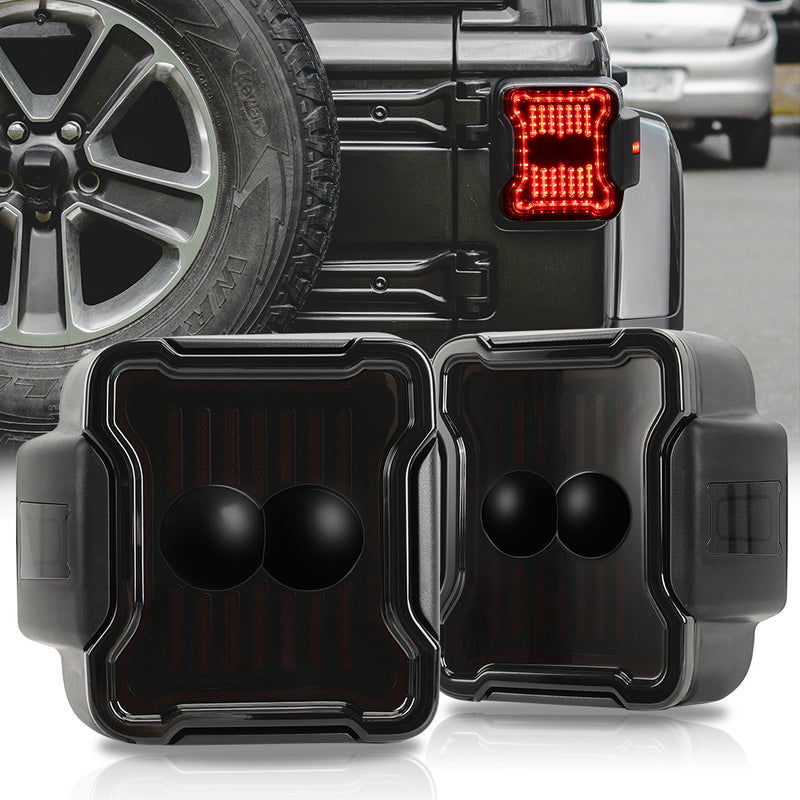 Smoked PC Lens LED Tail lights for 2018 - 2025 Jeep Wrangler 4xe JL/JLU