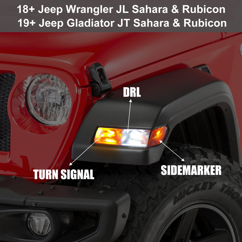 Jeep JL Front DRL and Turn Signal LED Bulbs Fits 2018+ Jeep Wrangler JL Sahara & Rubicon and 2019+ Jeep Gladiator Sahara & Rubicon