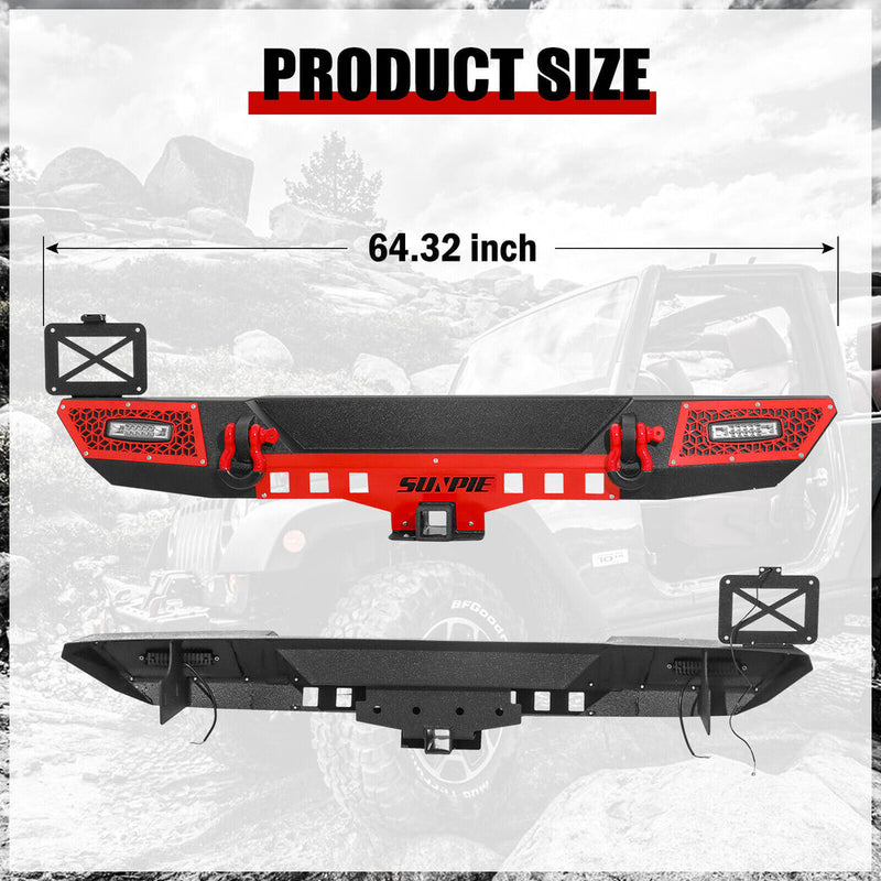 ‘07-’18 Jeep JK/JKU Front & Rear Bumpers with Winch Plate and License Plate Bracket and License Plate Light