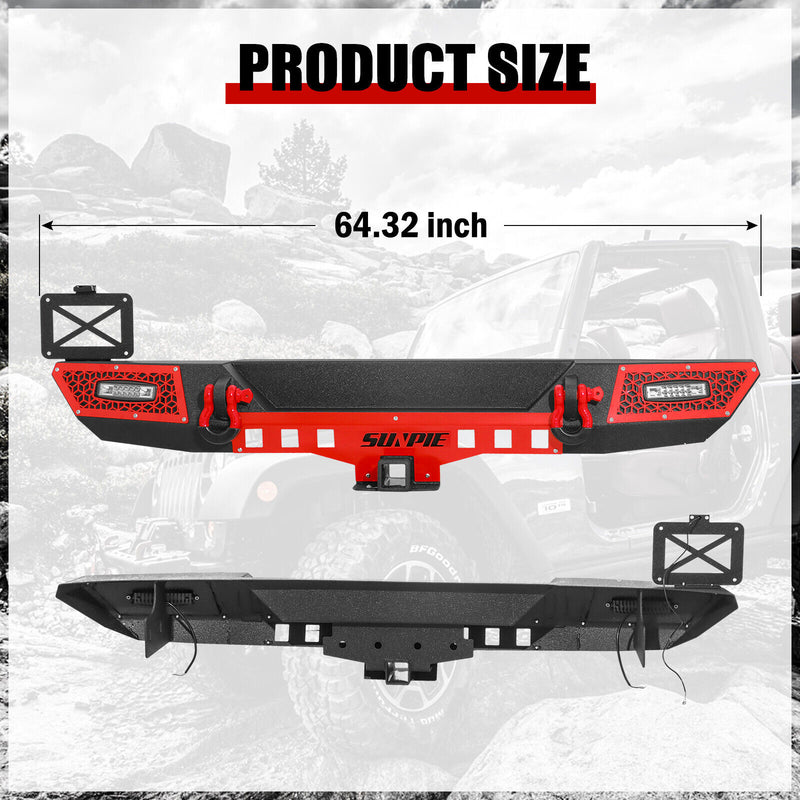 Jeep Wrangler JK/JKU Steel Rear Bumper with License Plate Bracket & Light