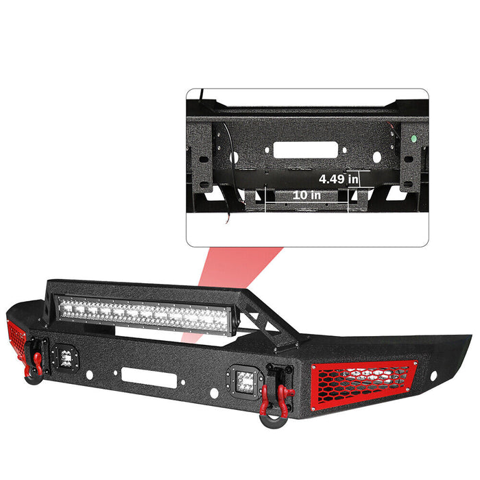 Ford Bronco Steel Front Bumper with Winch Plate and 5 LED Lights D-rings