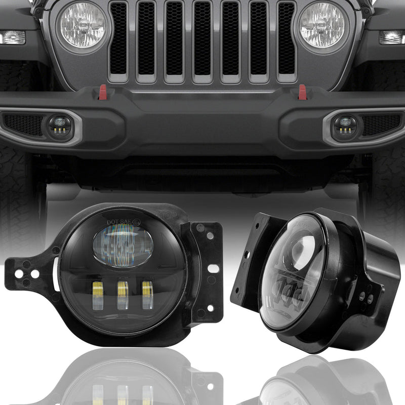 9 inch DOT White Halo DRL LED Headlights & 4 inch LED Fog Lights Combo Kits For 2018-2025 Jeep Wrangler JL JLU Jeep Gladiator (JT)