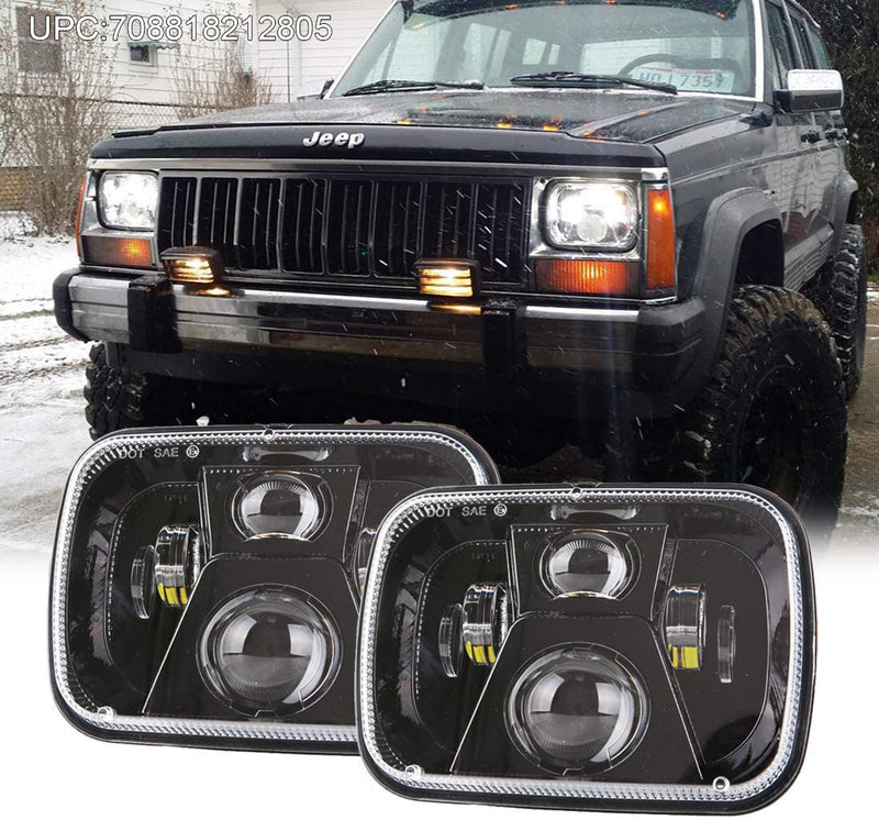 5x7 7x6 inch H6054 LED Clear Lens Headlights for for Jeep Wrangler YJ Cherokee XJ H5054 H6054LL 6052 6053 (2pcs/set)