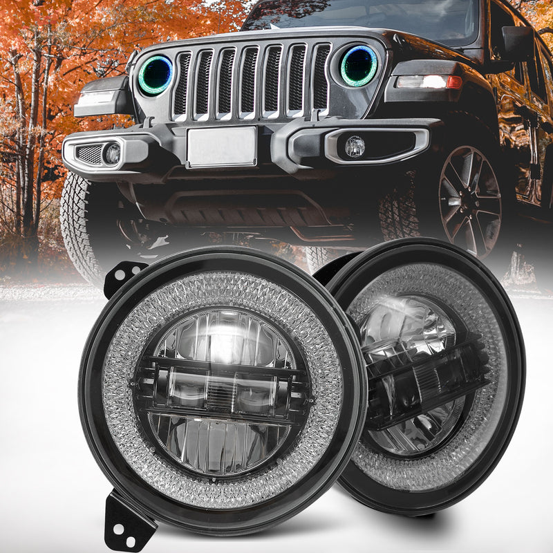 9 inch Diamond Series RGB Halo LED Headlight for 2018-2025 Jeep Wrangler 4xe JL/JLU (2 Doors/4 Doors) & Jeep Gladiator JT (2Pcs/Set)