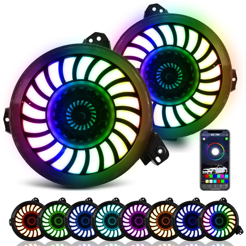 9" Rotating Series 3D LED Lens Halo Headlights + 4" Rotating Series Fog Lights Combo Kits for 2018-2025 Jeep Wrangler JL JLU & Jeep Gladiator JT