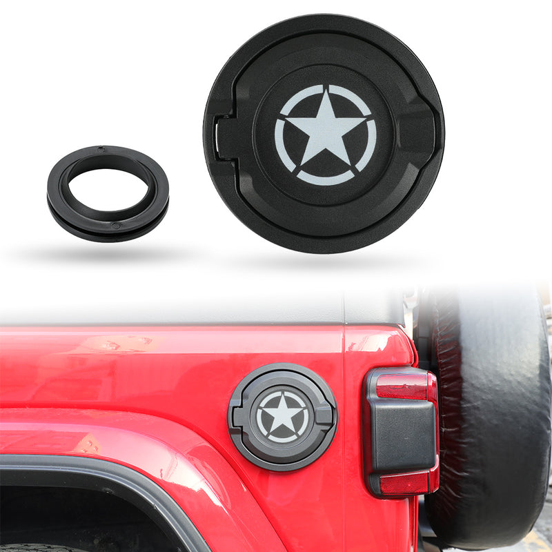 Gas Cap Cover & Fuel Doors with Pattern for 2018-2025 Wrangler JL JLU 4xe