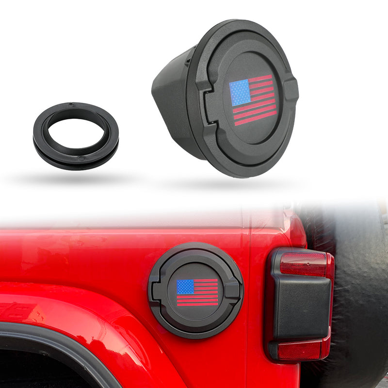 Gas Cap Cover & Fuel Doors with Pattern for 2018-2025 Wrangler JL JLU 4xe