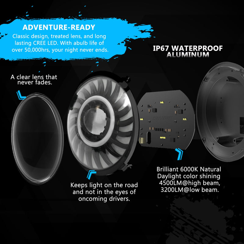 9"Rotating Series 3D LED Lens Halo Headlights with Turn Signal For 2018-2025 Jeep Wrangler JL JLU & Jeep Gladiator JT (2pcs/set)