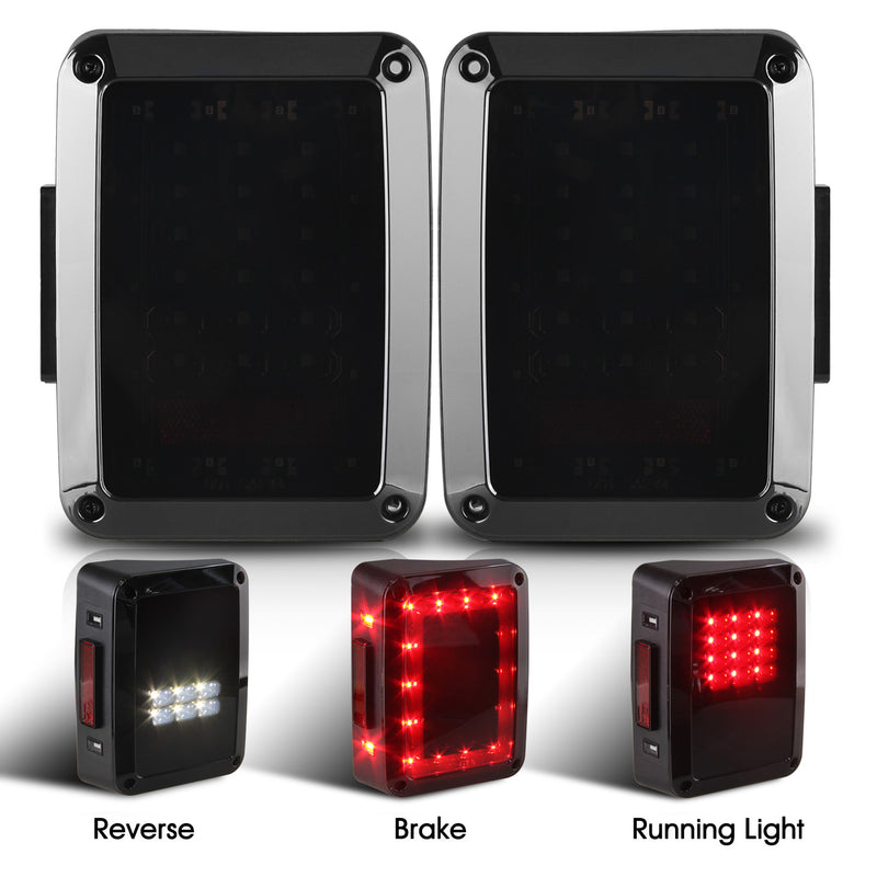 (2pcs/set) 2007-2018 Jeep Wrangler JK JKU Smoked LED Tail Lights