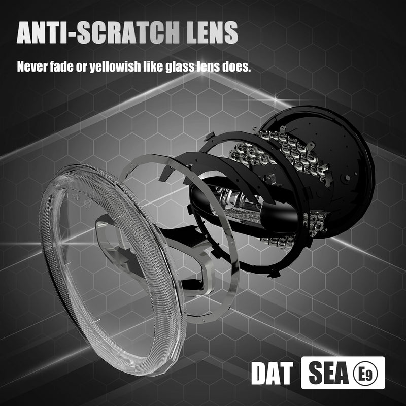 7" LED Halo Headlights with Amber Turn Signal White DRL for 1997-2018 Jeep Wrangler TJ LJ JK JKU(2pcs/set)