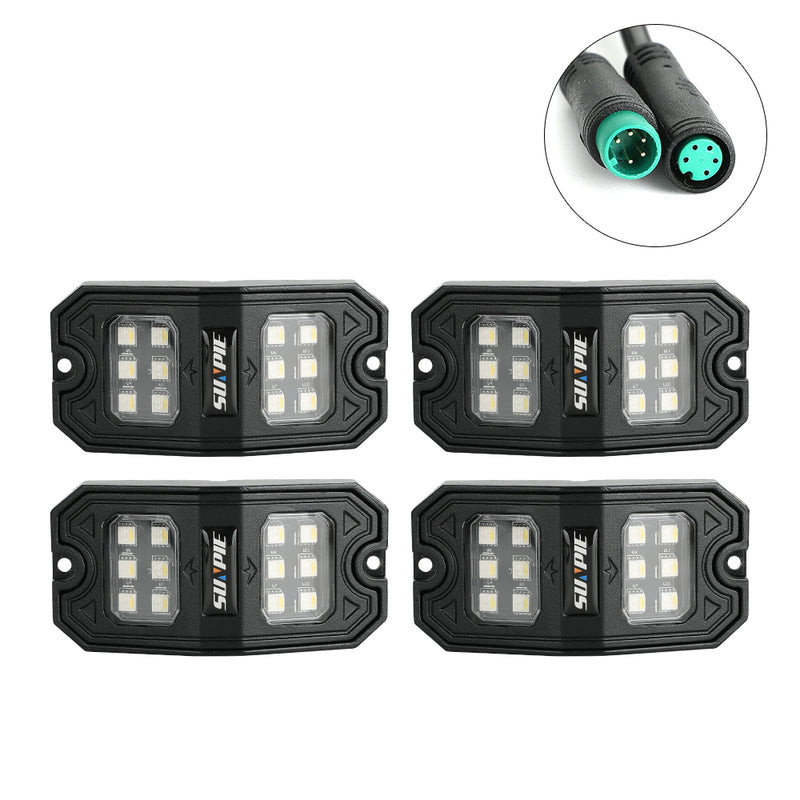Sunpie 4PCS RGBW Rectangle LED Rock Lights Bluetooth & Remote Controller