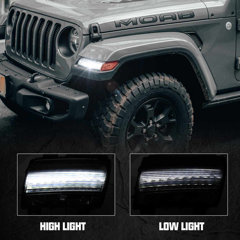 LED Fender Flare Marker Lights for 2018-2025 Jeep Wrangler 4xe JL/JLU and Jeep Gladiator