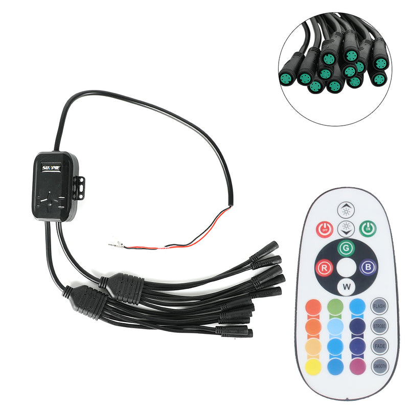 12PCS RGBW Rectangle Series LED Rock Lights Bluetooth & Remote Controller