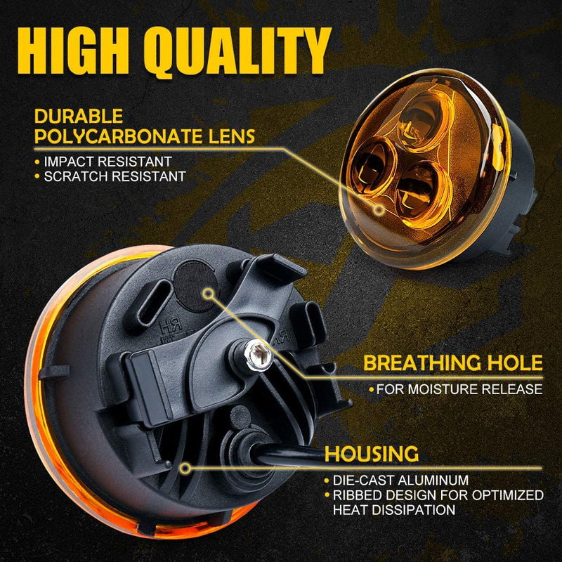 Amber/Smoke LED Front Turn Signal Lights for 2007-2018 Jeep Wrangler JK JKU (2pcs/set)